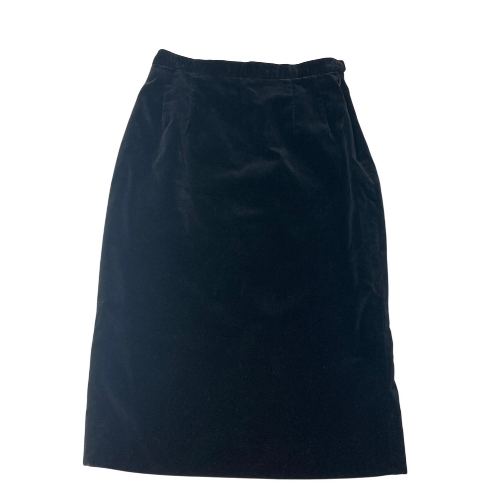 Pendleton Classic Black Velvet Skirt Size 8 Knee Length Lined Career Women's VTG